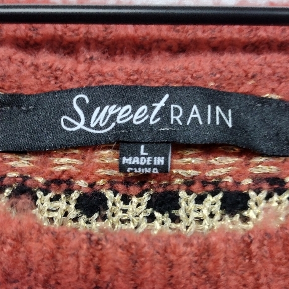 NWT Sweet Rain Fairy Isle Balloon Sleeve Sweater Women's L Burgundy Boho Retro - Picture 8 of 12